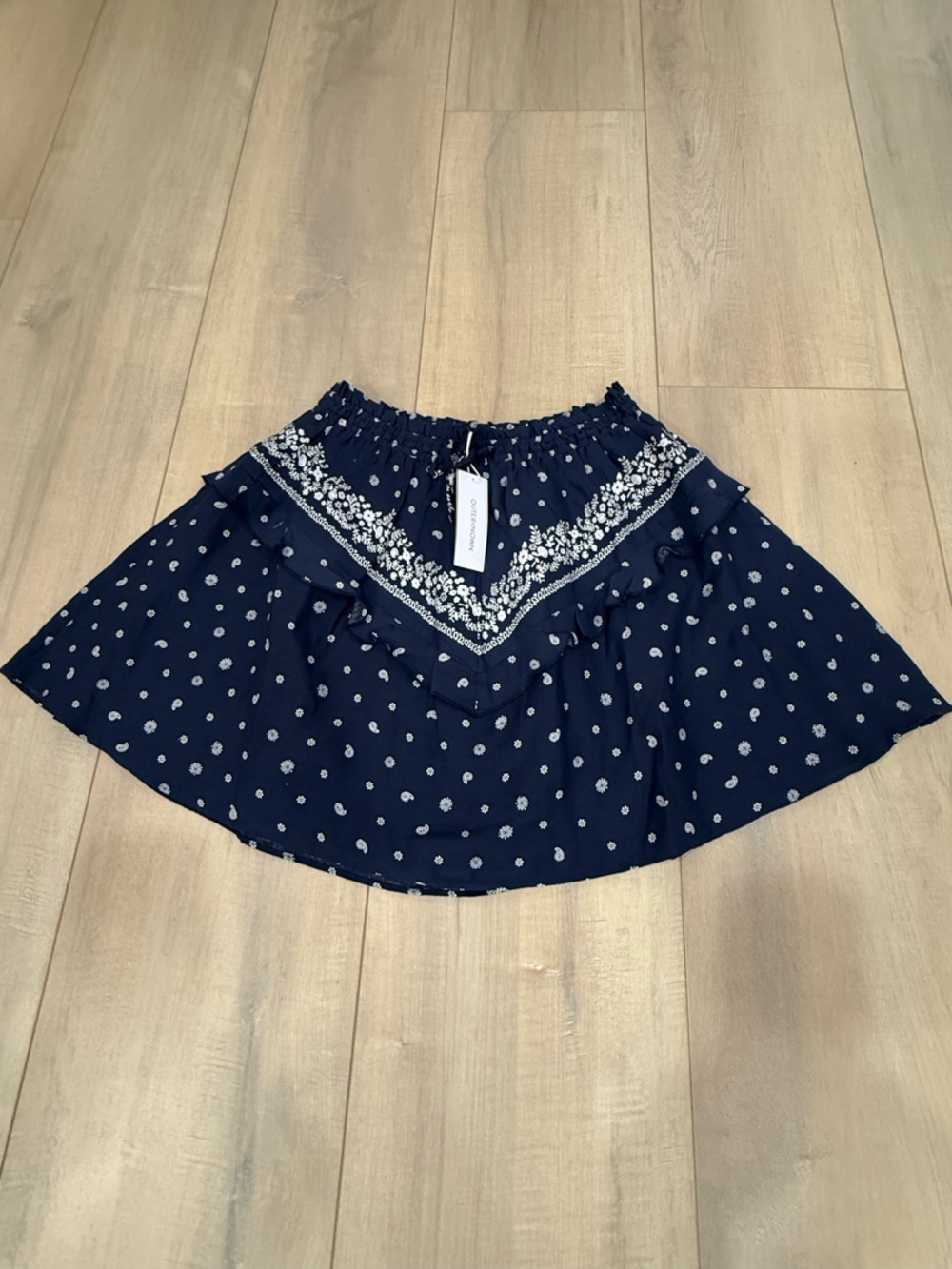 Outerknown Navy Blue Floral Dot Mini Skirt